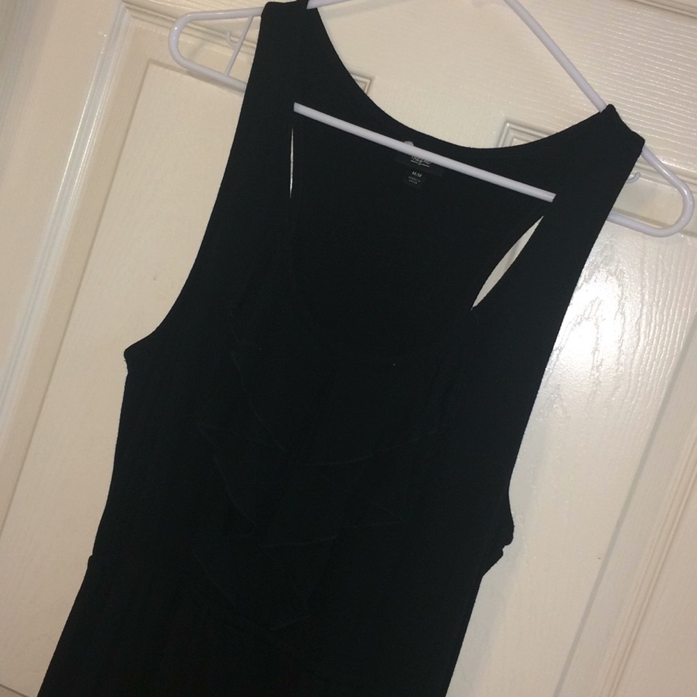 Solid black ruffle maxi dress